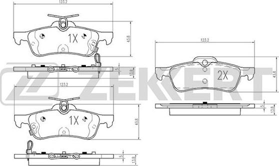 Zekkert BS-2161 - Комплект спирачно феродо, дискови спирачки vvparts.bg