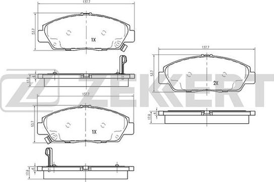 Zekkert BS-2168 - Комплект спирачно феродо, дискови спирачки vvparts.bg