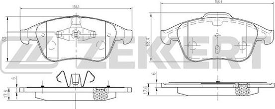 Zekkert BS-2163 - Комплект спирачно феродо, дискови спирачки vvparts.bg