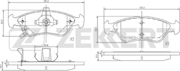 Zekkert BS-2109 - Комплект спирачно феродо, дискови спирачки vvparts.bg