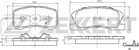 Zekkert BS-2103 - Комплект спирачно феродо, дискови спирачки vvparts.bg