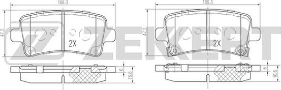 Zekkert BS-2112 - Комплект спирачно феродо, дискови спирачки vvparts.bg