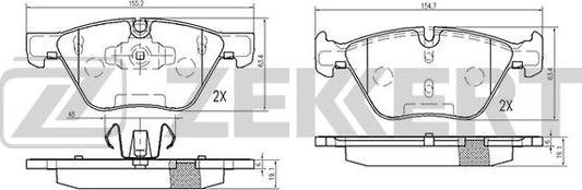 Zekkert BS-2139 - Комплект спирачно феродо, дискови спирачки vvparts.bg