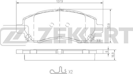 Zekkert BS-2134 - Комплект спирачно феродо, дискови спирачки vvparts.bg