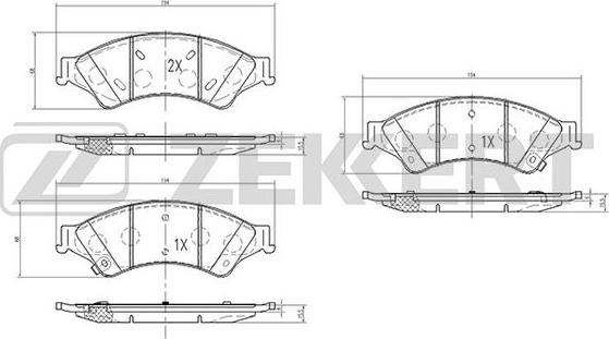 Zekkert BS-2127 - Комплект спирачно феродо, дискови спирачки vvparts.bg