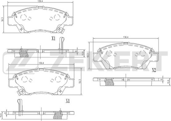 Zekkert BS-2171 - Комплект спирачно феродо, дискови спирачки vvparts.bg