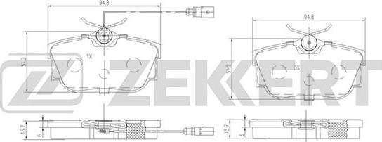 Zekkert BS-2845 - Комплект спирачно феродо, дискови спирачки vvparts.bg