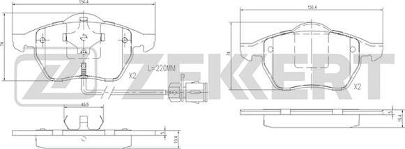 Zekkert BS-2847 - Комплект спирачно феродо, дискови спирачки vvparts.bg