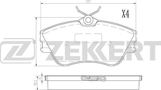 Zekkert BS-2867 - Комплект спирачно феродо, дискови спирачки vvparts.bg