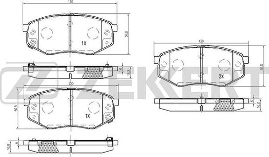 Zekkert BS-2815 - Комплект спирачно феродо, дискови спирачки vvparts.bg