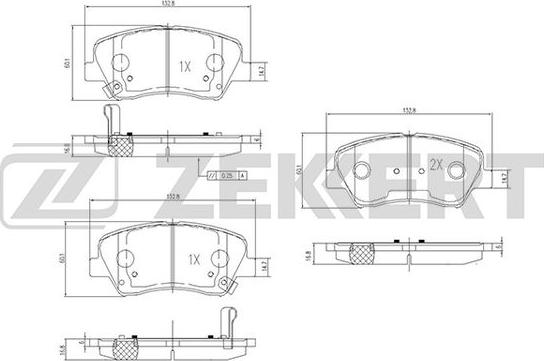 Zekkert BS-2817 - Комплект спирачно феродо, дискови спирачки vvparts.bg