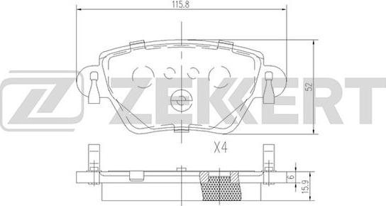 Zekkert BS-2838 - Комплект спирачно феродо, дискови спирачки vvparts.bg