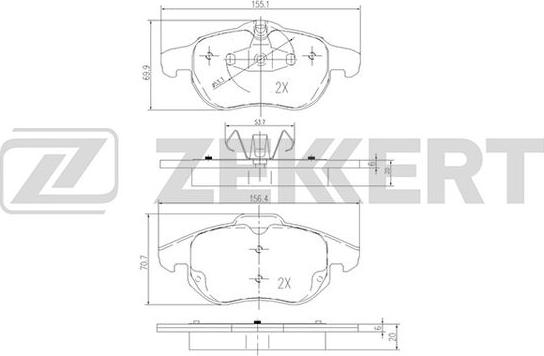 Zekkert BS-2829 - Комплект спирачно феродо, дискови спирачки vvparts.bg