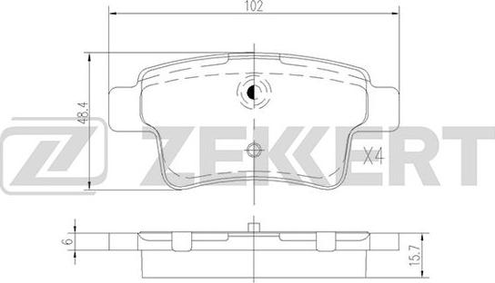 Zekkert BS-2824 - Комплект спирачно феродо, дискови спирачки vvparts.bg