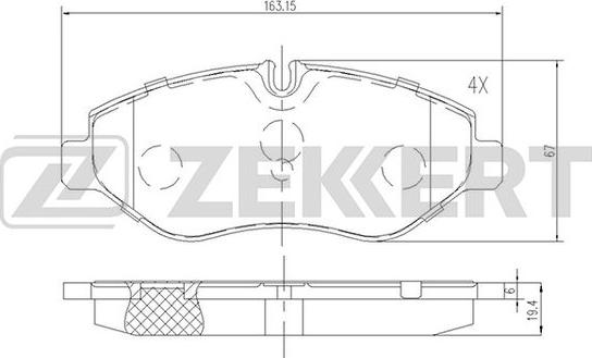 Zekkert BS-2823 - Комплект спирачно феродо, дискови спирачки vvparts.bg