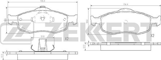 Zekkert BS-2870 - Комплект спирачно феродо, дискови спирачки vvparts.bg