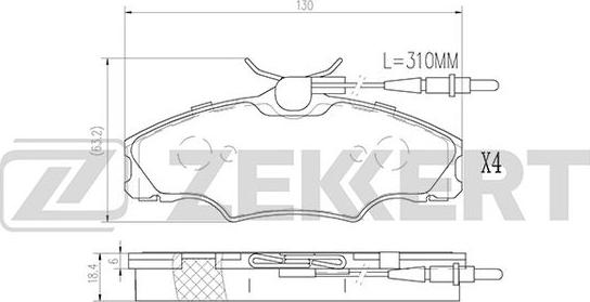 Zekkert BS-2878 - Комплект спирачно феродо, дискови спирачки vvparts.bg