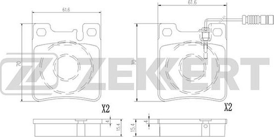 Zekkert BS-2873 - Комплект спирачно феродо, дискови спирачки vvparts.bg