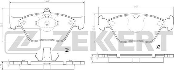 Zekkert BS-2877 - Комплект спирачно феродо, дискови спирачки vvparts.bg