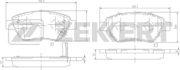 Zekkert BS-2343 - Комплект спирачно феродо, дискови спирачки vvparts.bg