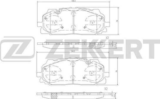 Zekkert BS-2385 - Комплект спирачно феродо, дискови спирачки vvparts.bg