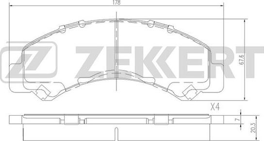 Zekkert BS-2377 - Комплект спирачно феродо, дискови спирачки vvparts.bg