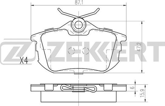 Zekkert BS-2226 - Комплект спирачно феродо, дискови спирачки vvparts.bg