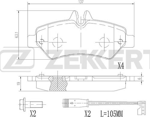 Zekkert BS-2791 - Комплект спирачно феродо, дискови спирачки vvparts.bg