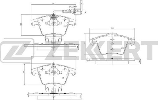 Zekkert BS-2797 - Комплект спирачно феродо, дискови спирачки vvparts.bg
