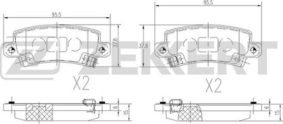 Zekkert BS-2703 - Комплект спирачно феродо, дискови спирачки vvparts.bg