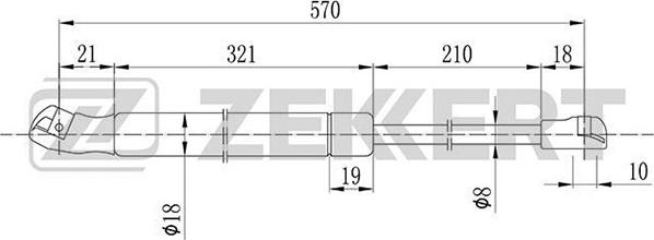 Zekkert GF-1492 - Газов амортисьор, багажно / товарно пространство vvparts.bg