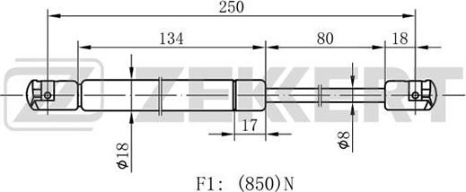 Zekkert GF-1431 - Газов амортисьор, капак на двигателя vvparts.bg