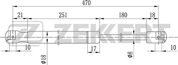 Zekkert GF-1432 - Газов амортисьор, багажно / товарно пространство vvparts.bg