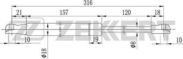 Zekkert GF-1571 - Газов амортисьор, капак на двигателя vvparts.bg