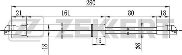 Zekkert GF-1609 - Газов амортисьор, багажно / товарно пространство vvparts.bg