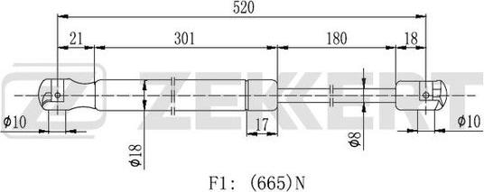 Zekkert GF-1685 - Газов амортисьор, багажно / товарно пространство vvparts.bg