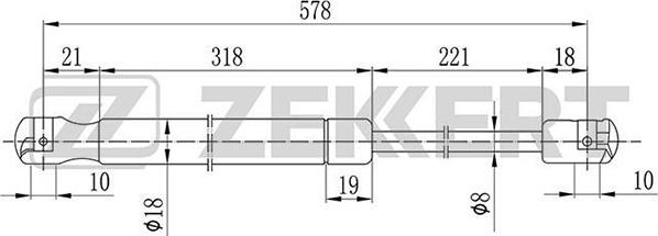 Zekkert GF-1098 - Газов амортисьор, багажно / товарно пространство vvparts.bg