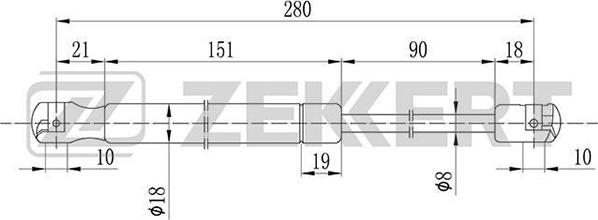 Zekkert GF-1050 - Газов амортисьор, багажно / товарно пространство vvparts.bg