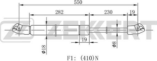 Zekkert GF-1058 - Газов амортисьор, багажно / товарно пространство vvparts.bg