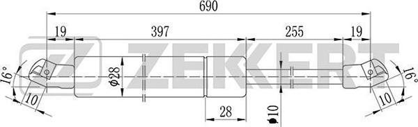 Zekkert GF-1159 - Газов амортисьор, багажно / товарно пространство vvparts.bg