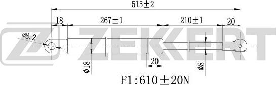 Zekkert GF-1167 - Газов амортисьор, багажно / товарно пространство vvparts.bg