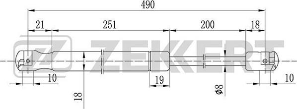 Zekkert GF-1834 - Газов амортисьор, багажно / товарно пространство vvparts.bg