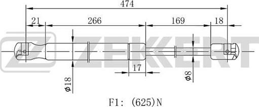 Zekkert GF-1782 - Газов амортисьор, багажно / товарно пространство vvparts.bg