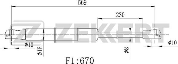 Zekkert GF-2489 - Газов амортисьор, багажно / товарно пространство vvparts.bg