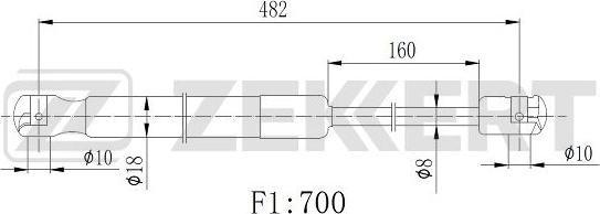 Zekkert GF-2509 - Газов амортисьор, багажно / товарно пространство vvparts.bg