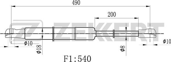 Zekkert GF-2500 - Газов амортисьор, багажно / товарно пространство vvparts.bg