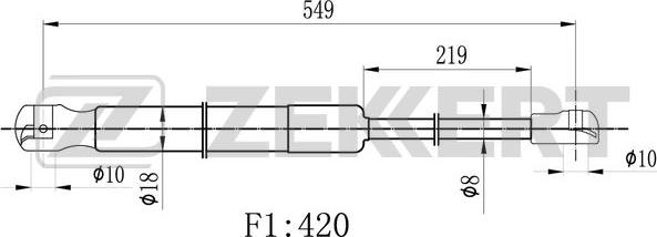 Zekkert GF-2501 - Газов амортисьор, багажно / товарно пространство vvparts.bg