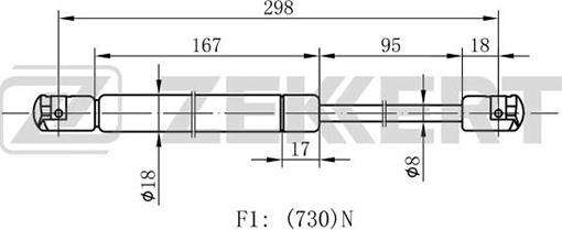 Zekkert GF-2037 - Газов амортисьор, багажно / товарно пространство vvparts.bg