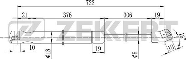 Zekkert GF-2078 - Газов амортисьор, капак на двигателя vvparts.bg