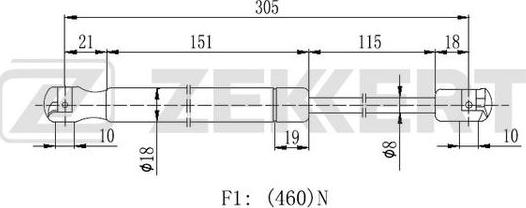 Zekkert GF-2196 - Газов амортисьор, багажно / товарно пространство vvparts.bg